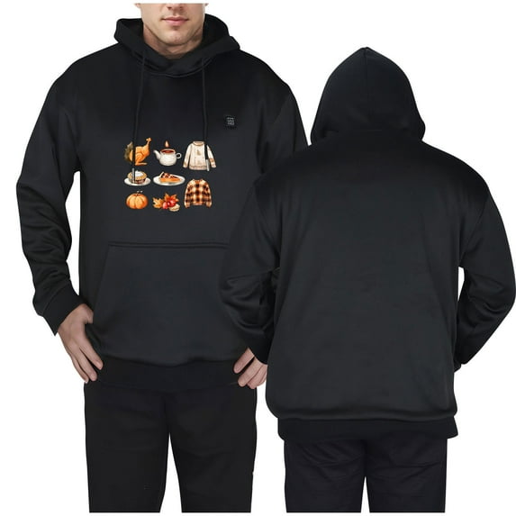 Bcresic,Unisex Heated Hoodies Soft Fleece Electric Heating Hoodie for Men Women Lightweight Kangaroo Pocket Winter Sweatshirt 5 Zones Heating Fleece Hooded(Black,XXL)