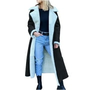 BCRESIC ,Women's Sherpa Lined Long Coats Faux Fur Winter Coats Comfort Warm Outerwear Open Front Long Cardigan Fleece Fluffy Trench Coat Fashion Parkas Anoraks(Black,XL)