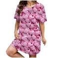 thumbnail image 1 of Bcresic Women's Valentines Nightgown 3D Rainbow Print Sleepwear Short Sleeves Shirt Casual Round Neck Sleepdress Comfy Loungewear Valentine's Day Party Outfits,02-Pink,4X-Large, 1 of 5