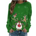 thumbnail image 1 of Bcresic Cute Reindeer Sweatshirt for Women Classic Pullover Crewneck Fleece Tops for Christmas Casual Long Sleeve Raglan Shirt Loose Comfy Blouse Xmas Holiday Gift Sweatshirts,#01_Green,Medium, 1 of 4