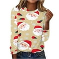 thumbnail image 1 of Bcresic Cute Santa Claus Long Sleeve Shirts for Christmas Womens Snowflake Graphic Tunic Tops Casual Crewneck Basic Tee Xmas Holiday Trendy T-Shirts Funny Going Out Pullover Top,#01_Yellow,X-Large, 1 of 4