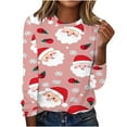 thumbnail image 1 of Bcresic Cute Santa Claus Long Sleeve Shirts for Christmas Womens Snowflake Graphic Tunic Tops Casual Crewneck Basic Tee Xmas Holiday Trendy T-Shirts Funny Going Out Pullover Top,#01_Red,Medium, 1 of 4