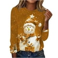 thumbnail image 1 of Bcresic Cute Santa Claus Long Sleeve Shirts for Christmas Womens Snowflake Graphic Tunic Tops Casual Crewneck Basic Tee Xmas Holiday Trendy T-Shirts Funny Going Out Pullover Top,#02_Orange,X-Large, 1 of 4