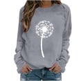 thumbnail image 1 of Bcresic Dandelion Graphic T Shirt Women Long Sleeve Tops Round Neck Funny Wildflower Tops Loose Lightweight Sweatshirt Raglan Clothing Spring Holiday Shirts,#05_Dandelion Gray,Large, 1 of 4