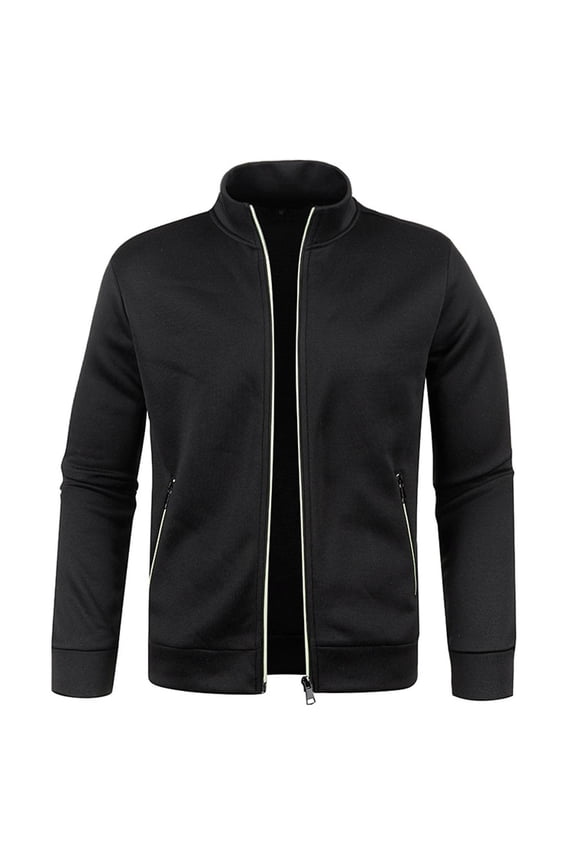 Light Fleece Jacket for Men Full Zip Jacket Lightweight Stand Collar Jackets Soft Warm Windproof Casual Coats(Black,5X-Large)