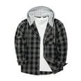 thumbnail image 1 of Bcresic Men's Flannel Hoodie Shirts Casual Long Sleeve Plaid Jacket Classic Fit Button Down Fall Fashion Shirt with Pocket(Gray,L), 1 of 8