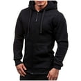 thumbnail image 1 of Bcresic Sport Jacket for Mens,Casual Drawstring Hooded Sweatshirt Long Sleeve Zipper Coat Lightweight Fleece Hoodies(Black,X-Large), 1 of 3