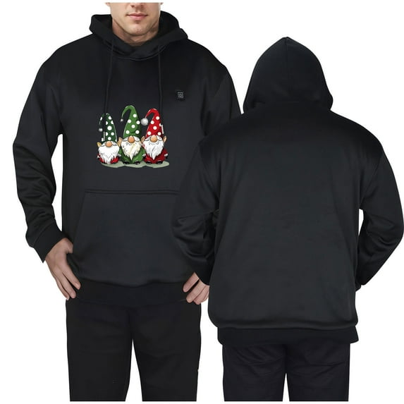 Bcresic Deals,Unisex Heated Hoodies Soft Fleece Electric Heating Hoodie for Men Women Lightweight Kangaroo Pocket Winter Sweatshirt 5 Zones Heating Fleece Hooded(Black,XXXL)