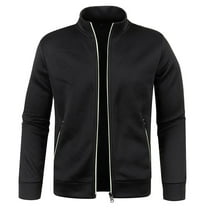 Bcresic Fall Clearance Deals,Light Fleece Jacket for Men Full Zip Jacket Lightweight Stand Collar Jackets Soft Warm Windproof Casual Coats(Black,4X-Large)