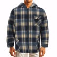 thumbnail image 1 of Bcresic Fall,Men's Outerwear,Classic Flannel Shacket with Hood Retro Plaid Coat,Teen Boys Academy Fashion Jackets(Blue,3X-Large), 1 of 5
