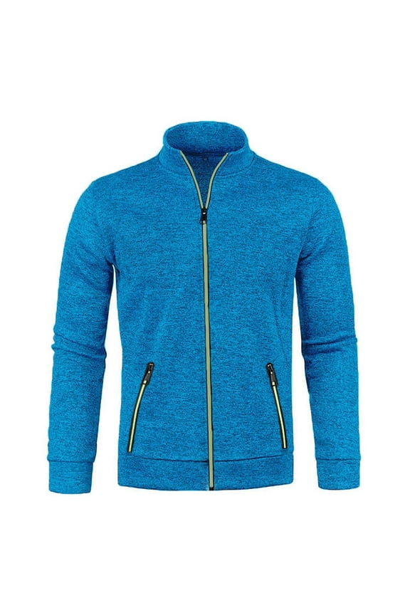 Fall Clearance,Light Fleece Jacket for Men Full Zip Jacket Lightweight Stand Collar Jackets Soft Warm Windproof Casual Coats(Blue,Large)