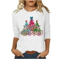thumbnail image 1 of Bcresic Glitter Merry Christmas Shirts for Womens Cute Bright Xmas Tree Tshirts Trendy Crewneck 3/4 Sleeve Tops Classic Cotton Pullover Tees Xmas Holiday Tunic T-Shirt Gifts,#01_White,XX-Large, 1 of 4