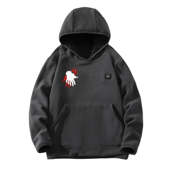 Bcresic Heated Pullover Polar Fleece Hoodies Unisex,USB Warming Coat Outdoor USB Rechargeable 3 Heat Levels Heating Sweatshirt Winter Tops Without Battery(Gray,XXXXL)