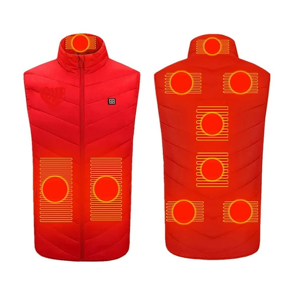 Bcresic Heated Vest for Men, Women Fleece Outwear Lightweight Electric Warming Jacket Vests with 9 Heating Zones Love Football Waistcoat Zip Up Raincoat for Unisex Plus Size Saving,B04-Red,Medium