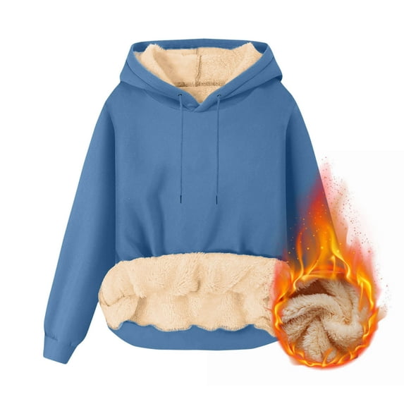 Bcresic Heavyweight Hooded Men Thick Warm Sherpa Lined Sweatshirts Fleece Pullover Winter Long Sleeve Plain Hooded Sweatshirt(Navy,S)