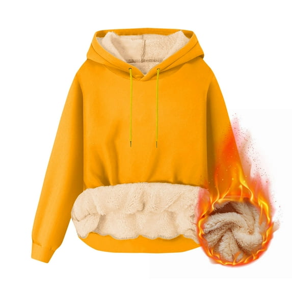 Bcresic Heavyweight Hooded Men Thick Warm Sherpa Lined Sweatshirts Fleece Pullover Winter Long Sleeve Plain Hooded Sweatshirt(Yellow,XXXL)