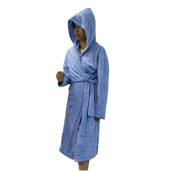 Bcresic Hooded Robes for Women - Womens Plush Fleece Bathrobes with Hood Long Sleeve Bathrobe Soft and Warm Robe,e-Sky Blue,XX-Large