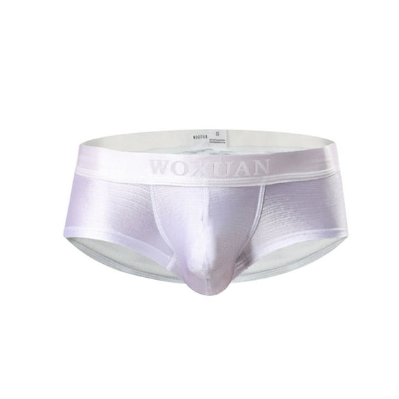 Bcresic Men Trunks Color Block Underwear Sexy Low Rise Lingerie U Pouch Support Stretchy Breathable Underpants G-Strings,White,Large