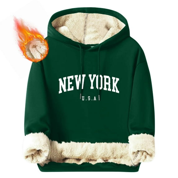 Bcresic Men's Pullover Hoodie Trendy Letter Print Sherpa Lined Warm Hooded Sweatshirts Windproof Winter Warm Fleece Hoodies Athletic Sweatshirt(Army Green,XL)