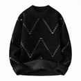 thumbnail image 1 of Bcresic Mens Crewneck Pullover Sweater Striped Textured Long Sleeve Knitted Sweaters Casual Solid Jumper Drop Shoulder Knit Blouse Plus Size Clothes,Black 01,Large, 1 of 3