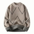 thumbnail image 1 of Bcresic Mens Crewneck Pullover Sweater Striped Textured Long Sleeve Knitted Sweaters Casual Solid Jumper Drop Shoulder Knit Blouse Plus Size Clothes,Khaki 01,Medium, 1 of 3