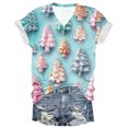 thumbnail image 1 of Bcresic Merry and Bright Christmas Shirts for Womens Light Strips Holiday Short Sleeve Tops Cute Xmas Tree Printed T-Shirts Trendy V Neck Tunic Top Xmas Gifts Tshirt Blouses,#07_Light Blue,XX-Large, 1 of 3