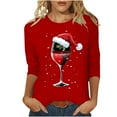 thumbnail image 1 of Bcresic Merry Christmas Shirts for Women 2024 Casual Glitter Red Wine Glass Graphic Tees Santa Hats Printed Tshirt Trendy 3/4 Sleeve Tops Fall Crewneck Tunic Blouses Clothes,#02_Red,X-Large, 1 of 4