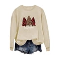 thumbnail image 1 of Bcresic Merry Christmas Sweatshirts for Womens Leoprad Xmas Tree Graphic Pullover Fleece Tops Trendy Fall Clothes Comfy Drop Shoulder Long Sleeve Crewneck Jumper Hooded Outfits,01A_Khaki,Small, 1 of 4