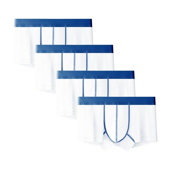 Bcresic on Sale 4 PC Mens Cotton Underwear Color Block Boxer Briefs with Fly Moisture-Wicking Trunks Sexy Boxers Brief Plus Size Clearance,04 PC-White,3X-Large