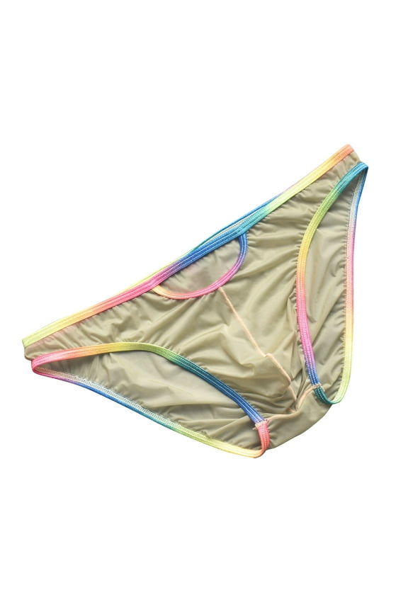 Mens Bikini Underwear Low Rise Briefs Color Block Underpants with Built-in U Pouch G-Strings Sexy Lingerie 01-Army Green,X-Large