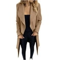 thumbnail image 1 of Bcresic Saving Wool Coats for Women Lapel Collar Outwear Long Solid Color Overcoat with Belt Long Sleeve Windproof Jacket Winter Trench Coat Plus Size Trendy Outerwear Clearance,Khaki,Small, 1 of 5
