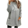 thumbnail image 1 of Bcresic Sherpa Sweatshirt Dress for Women Funny Letter Printed Sweatshirts Cute Fuzzy Long Sleeve Pullover Casual Winter Warm Mini Sweater with Pockets(Gray,XXXL), 1 of 4