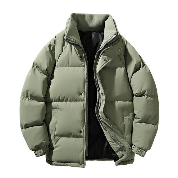 Bcresic Solid Jacket Mens Raglan Sleeve Cotton Coat Soft Long Sleeve Full Zipper Jackets Trendy Stand Collar Thermal Coats Drawstring Travel Hiking Fishing Outerwear,Green,Medium