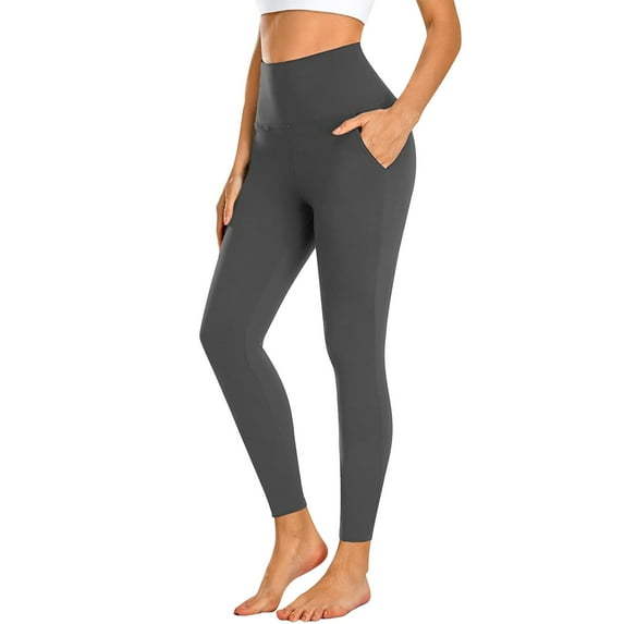 Bcresic Tummy Control Leggings for Women High Waist Pant Butt Lifting Shapewear Stretch Seamless Legging Athletic Yoga Pants with Pockets for Running, Fitness Saving,Dark Gray,X-Large