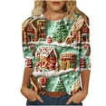 thumbnail image 1 of Bcresic Ugly 3/4 Sleeve Tops Christmas Womens Holiday Tshirts Plus Size Crewneck Basic Tees Fashion Santa Claus Glass Colorful Tunic Top Classic Three Quarter Sleeve T-Shirts,#07_Gray,3X-Large, 1 of 5