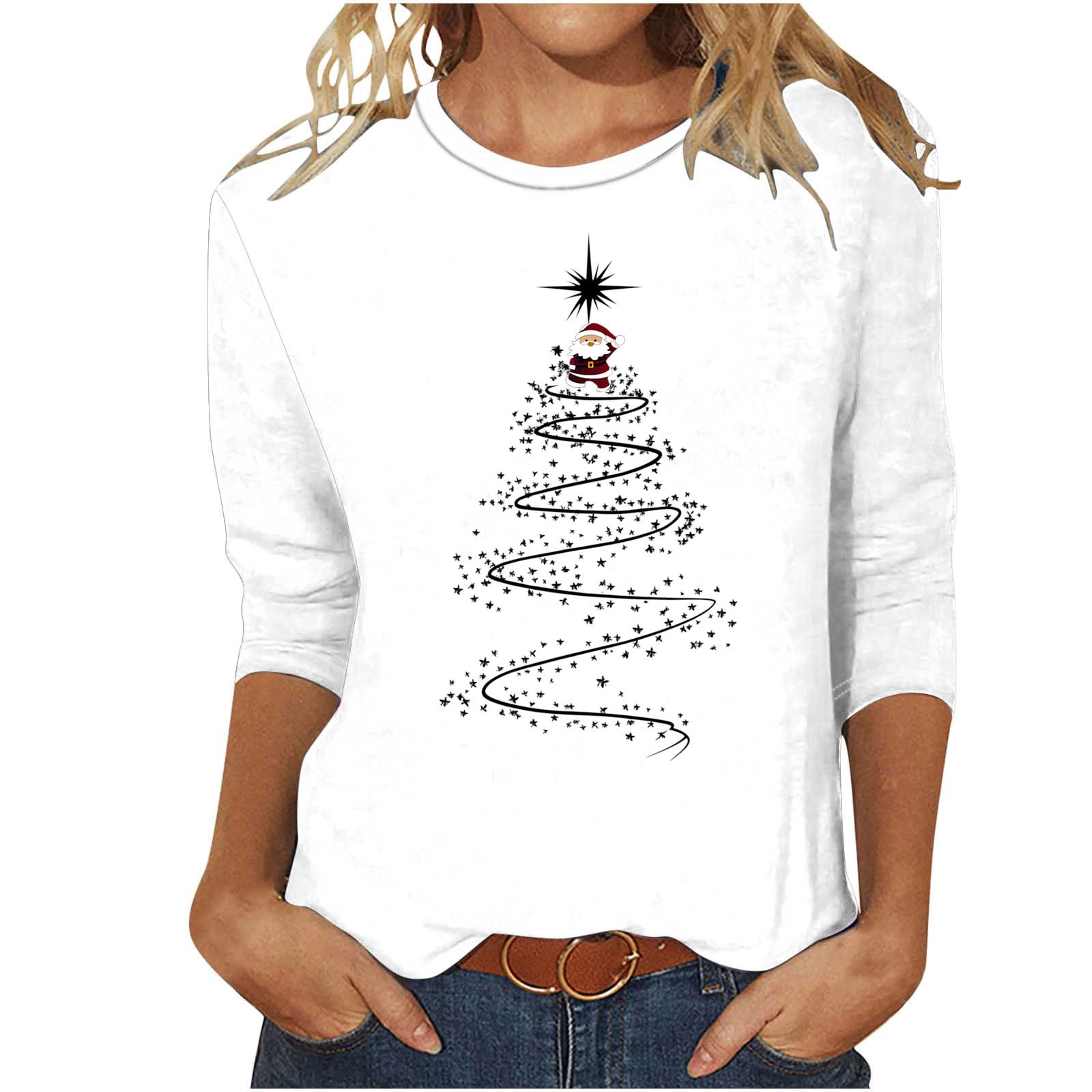 Christmas Tops Women MONNURO Women's Christmas Tunic Top - 3/4