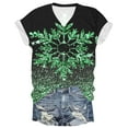 thumbnail image 1 of Bcresic Women Christmas Short Sleeve T-Shirts Cute Snowflake Graphic Shirts Glitter Gradient Printed Tshirt Top Casual V Neck Basic Tee Holiday Tees Xmas Gift Tops Christmas Clothes,Green,Medium, 1 of 3