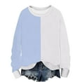 thumbnail image 1 of Bcresic Women's Crewneck Sweatshirt Color Block Pullover Tops Ribbed Sweatshirts Casual Dropped Shoulder Long Sleeve Jumper Fall Fashion Clothes,A08-Light Blue,Medium, 1 of 5