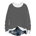thumbnail image 1 of Bcresic Women's Crewneck Sweatshirt Color Block Pullover Tops Ribbed Sweatshirts Casual Dropped Shoulder Long Sleeve Jumper Fall Fashion Clothes,A01-Dark Gray,Medium, 1 of 5