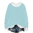 thumbnail image 1 of Bcresic Women's Crewneck Sweatshirt Color Block Pullover Tops Ribbed Sweatshirts Casual Dropped Shoulder Long Sleeve Jumper Fall Fashion Clothes,A01-Light Blue,3X-Large, 1 of 5