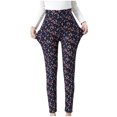 Bcresic Women's Fleece Legging Plus Size Thick Thermal Tights Floral Printed Trousers High Waist