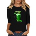 thumbnail image 1 of Bcresic Women's St Patrick's Day Shirt 3/4 Sleeve Tops Clover Shenanigans Tees Casual Round Neck Pullover Top Lucky Shamrock T-shirts 2026 Spring Summer Clothes A08-Black,Medium, 1 of 7