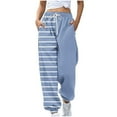 thumbnail image 1 of Bcresic Women's Striped Sweatpants with Pockets Trendy Drawstring Joggers Pants Casual Cinch Bottom Loose Athletic Fit Yoga Workout Lightweight Trouser,Light Blue,Small, 1 of 5