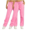 thumbnail image 1 of Bcresic Womens Elastic Pants Fleece Lined Sweatpants Trendy Yogga Baggy Joggy Trousers Teen Girls Y2k Aesthetic Pant Fall,X01_Pink,XX-Large, 1 of 6