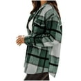 thumbnail image 1 of Bcresic Womens Flannel Shacket Jacket Plaid Outwear Woolen Jackets Button Down Coats Casual Long Sleeve Shirt Fashion Clothes for Fall Winter Clearance,Green,Large, 1 of 2