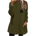 thumbnail image 1 of Bcresic Womens Sherpa Pullover Sweater Fuzzy Fleece Sweatshirt Fashion Round Neck Long Sleeve Shirts Fall Thickened Warm Tunics Sweatshirts Faux Fur Fluffy Outerwear Loungwear,#02_Army Green,X-Large, 1 of 4