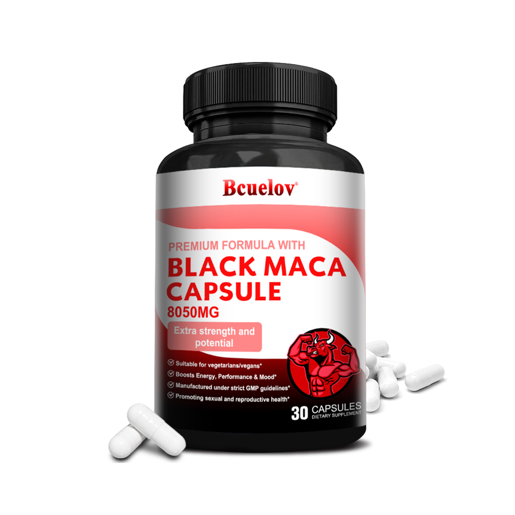 Bcuelov Black Maca Root Extract Capsules Maximum Potency 8050 mg