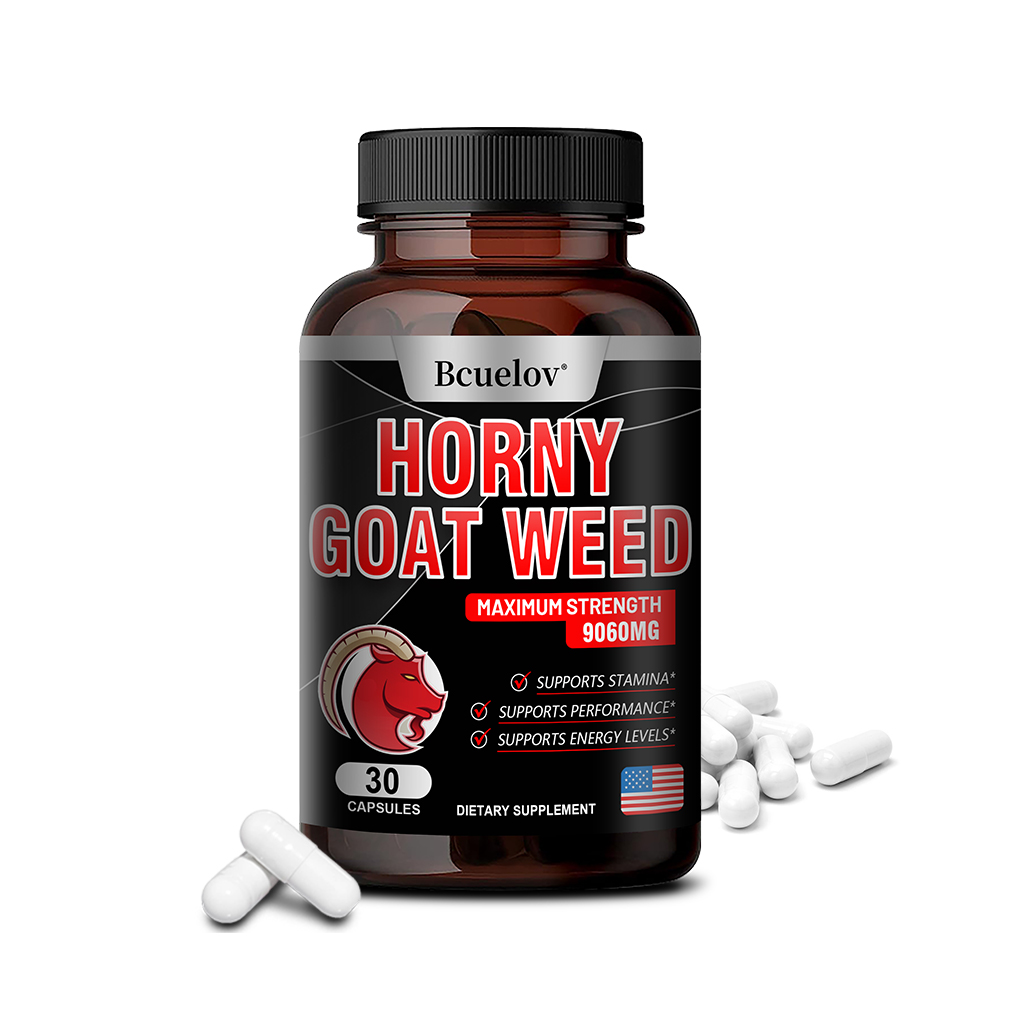 Bcuelov Horny Goat Weed Capsules. 9060 mg Maximum Strength with Maca