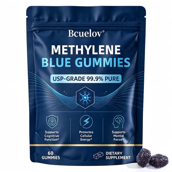 Bcuelov Methylene Blue Gummies,USP Grade, 5mg Per Serving,60 Count