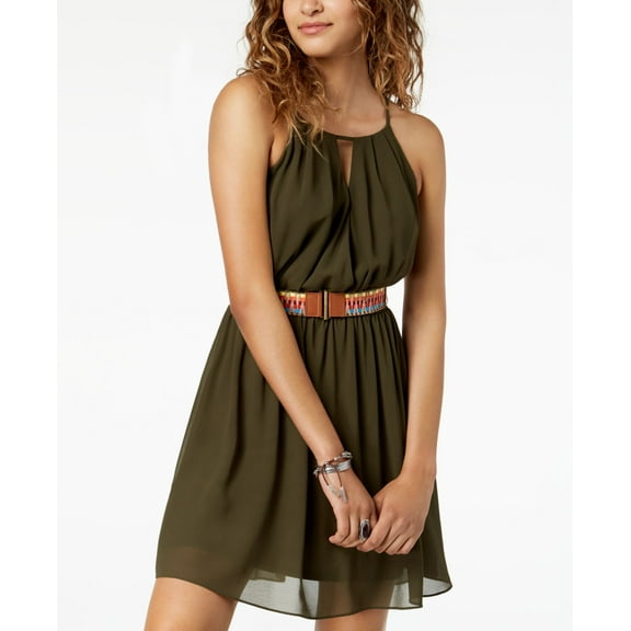 Bcx Juniors Belted A Line Dress Olive S